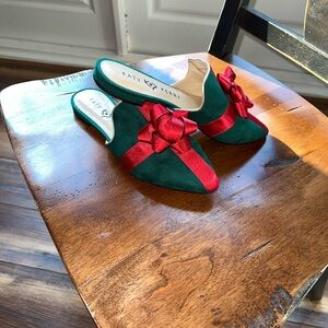 Katy Perry Collection The Stephanie Festive Green and Red Christmas Mules